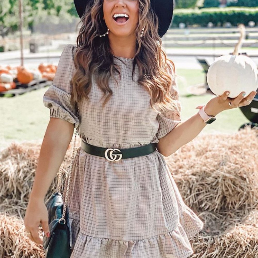 Plaid Babydoll Dress w/ Ruffle Hem